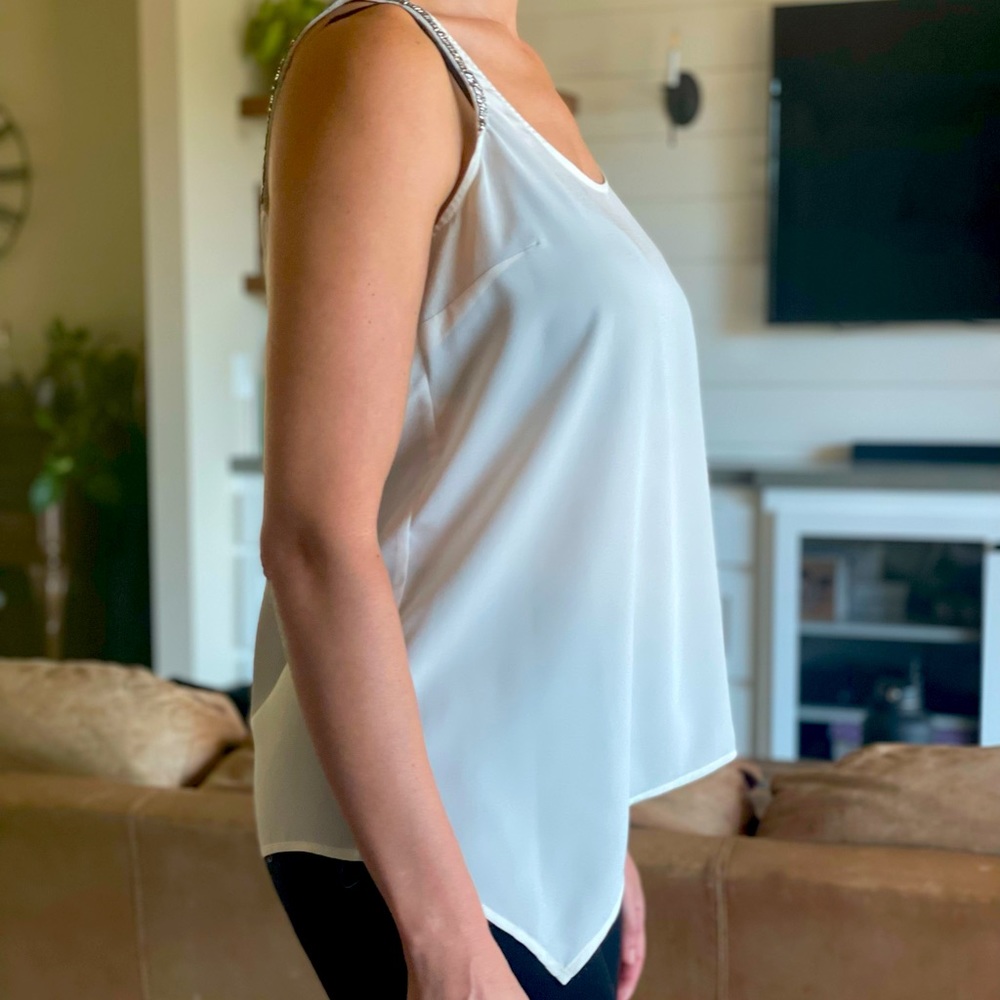 White blouse with beaded straps